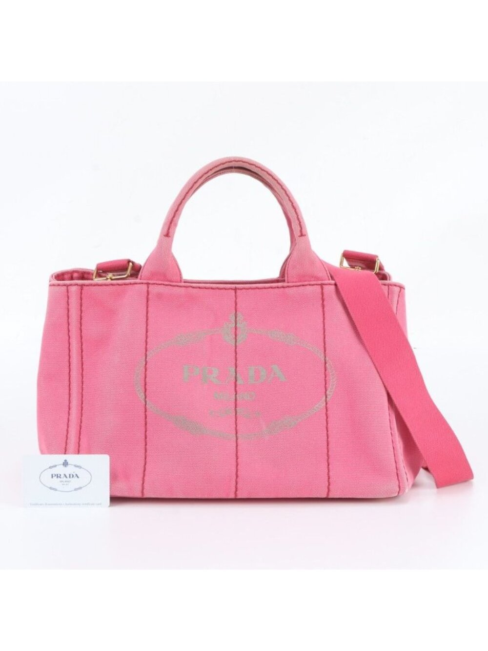 Prada Canapa Shoulder Bag Crossbody Tote with Nagoya Icard